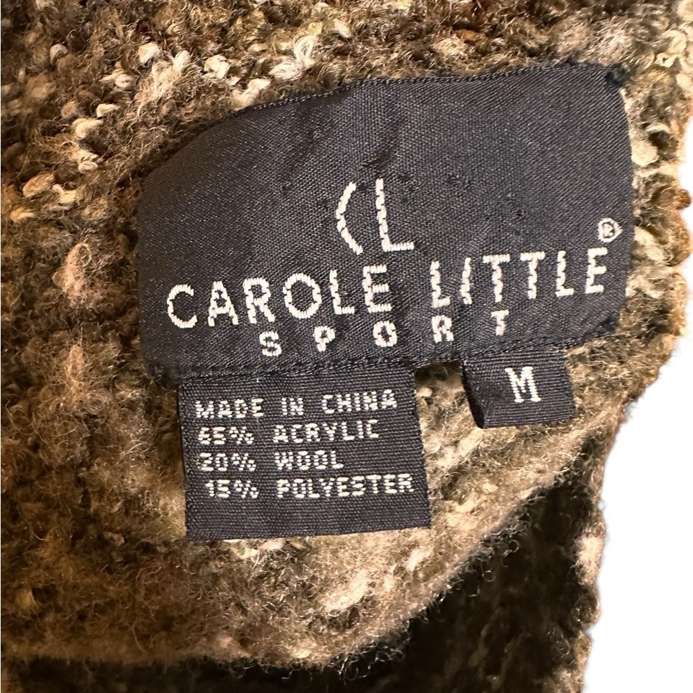 CAROLE LITTLE SPORT Brown Boucle High Neck Sweater Ladies Medium 90s - Picture 6 of 10